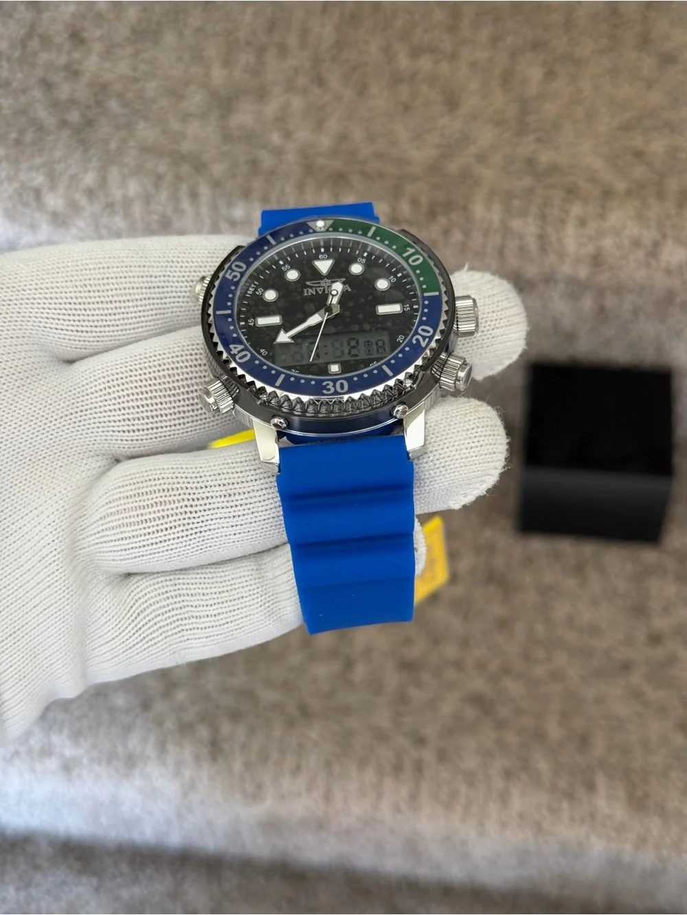 Invicta Blue and Green Dual-Display Sport Watch Mens